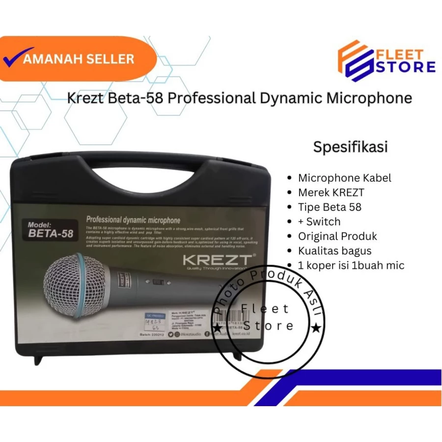 Krezt Professional Microphone Dynamic Beta 58