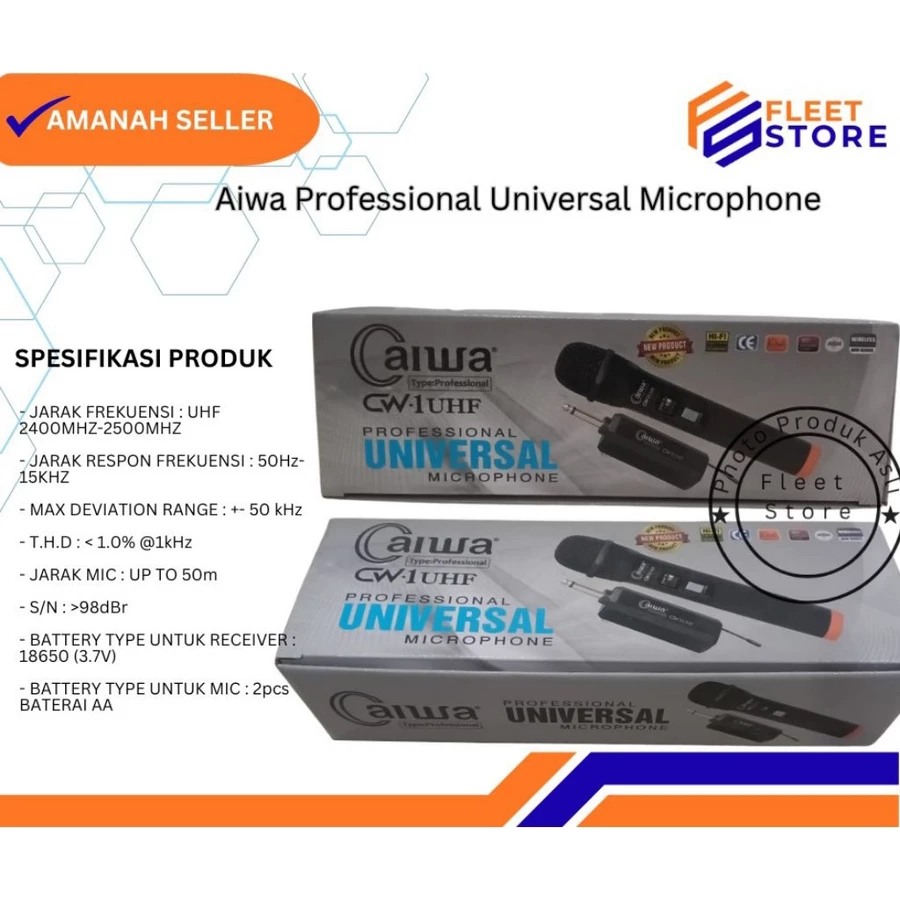 Professional Microphone MIC WIRELESS AIWA CW 1 UHF