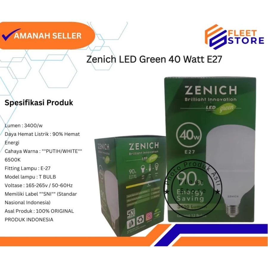 Lampu Zenich Green LED 40 Watt,