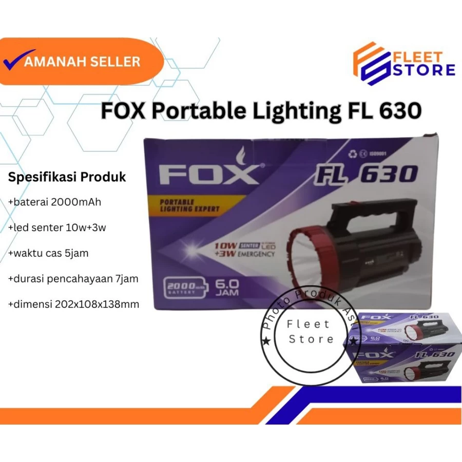 Senter jumbo fox fl630, cahaya terang menyilaukan / emergency