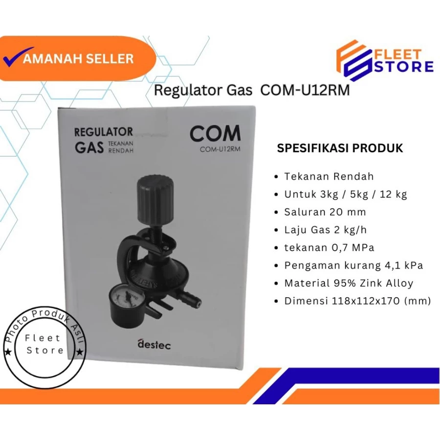 Destech Gas Regulator Com-U12RM Tekanan rendah Kompor Gas