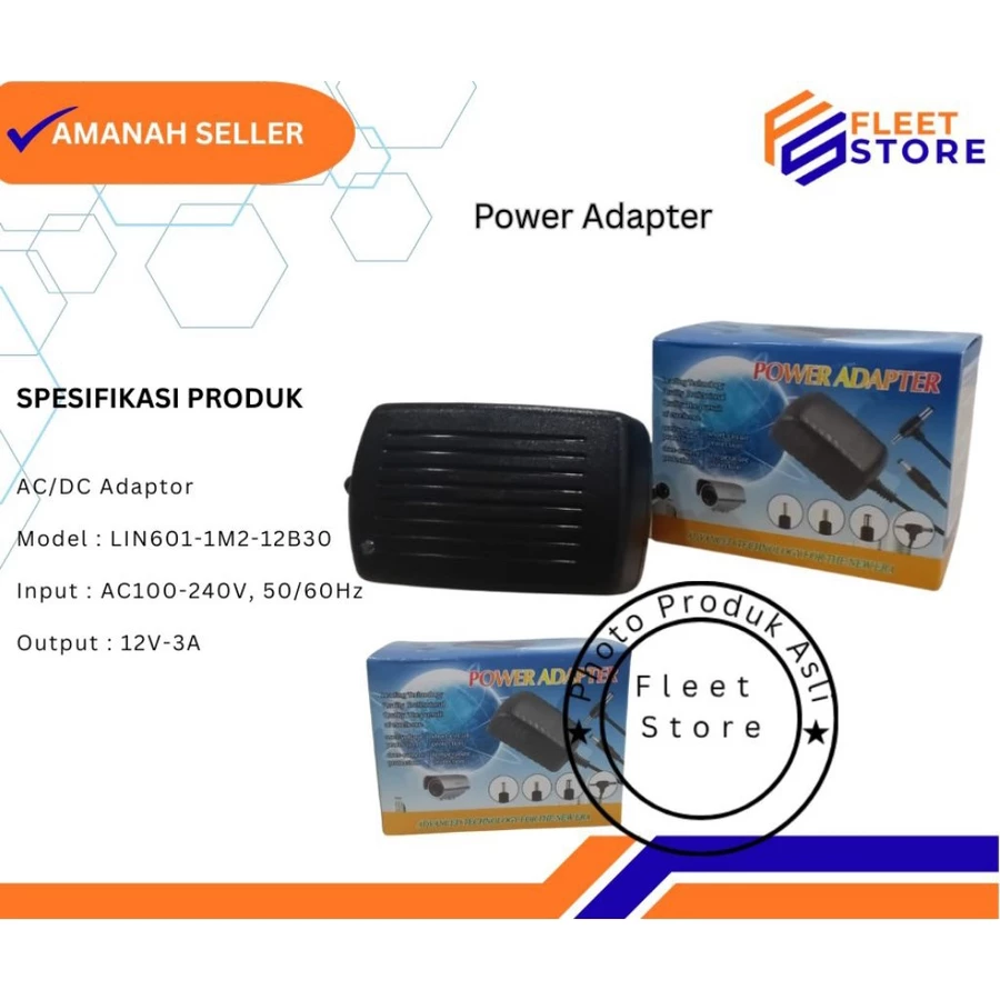 Adaptor Power 12V 3A cocok untuk CCTV dan amplp Adapter