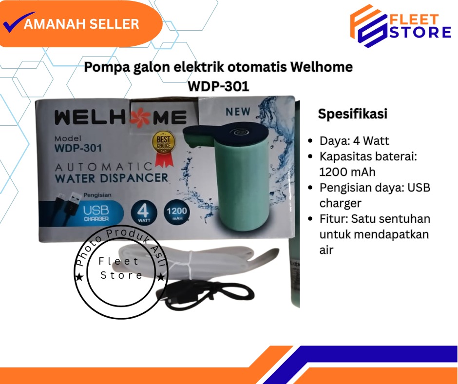 Pompa galon elektrik otomatis Welhome WDP-301