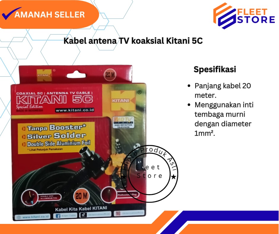 Kabel Antena Tv 5C Kitani 20 Meter Coaxial