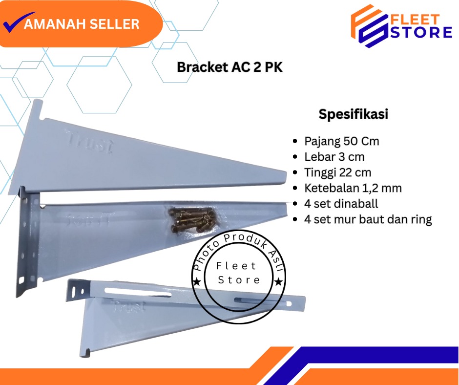 Sepasang braket dudukan unit luar ruangan AC untuk 2 PK