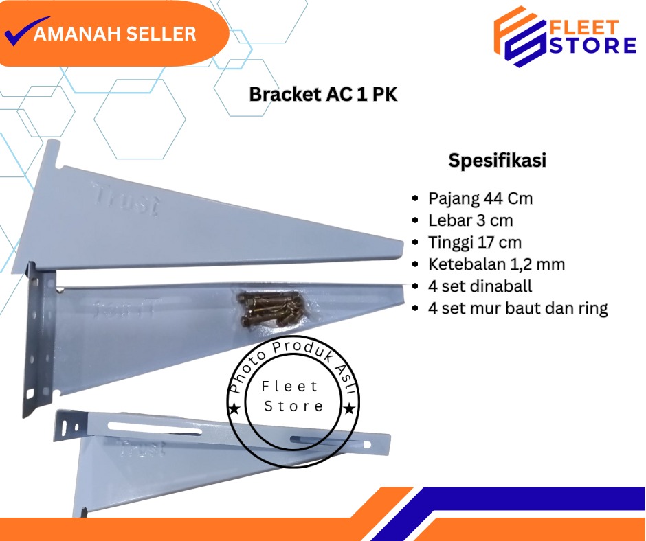 Sepasang braket dudukan unit luar ruangan AC 1 PK Ketebalan 1,2mm
