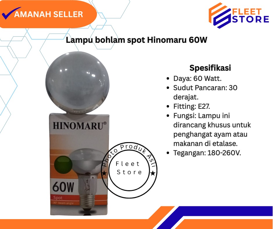 Lampu bohlam spot Hinomaru 60W penghangat ayam dan makanan